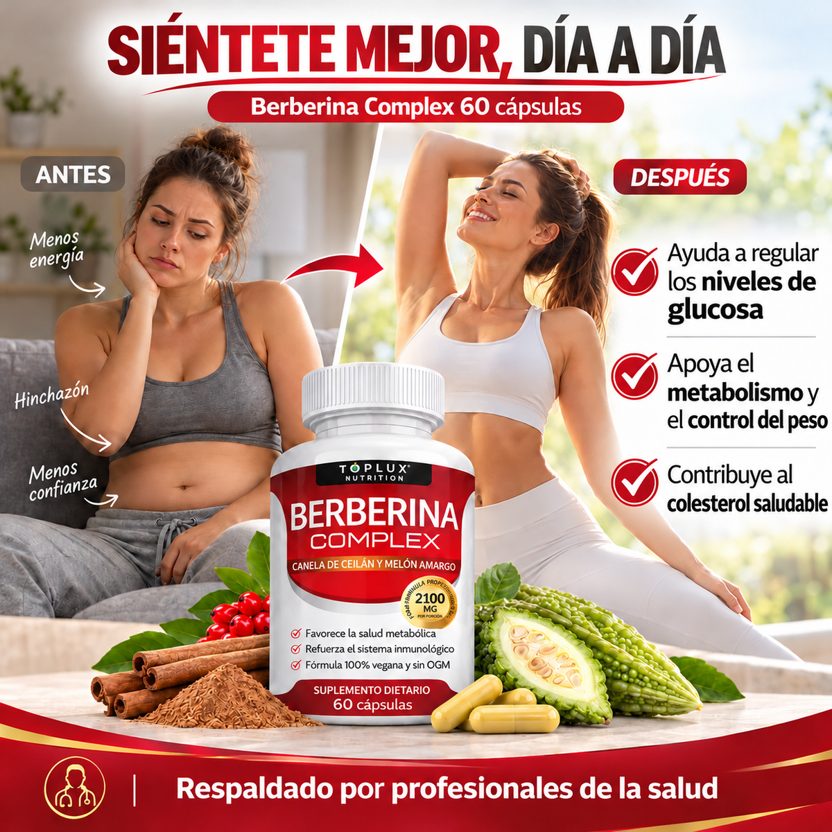 Siéntete mejor, día a día - Berberina Complex 60 cápsulas.